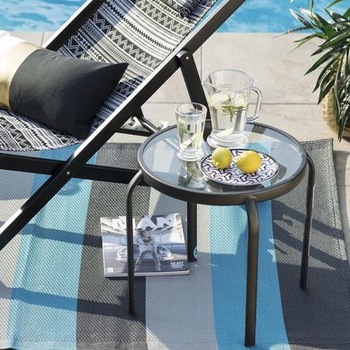 Mesa de apoyo metlica redonda 45 cm gris