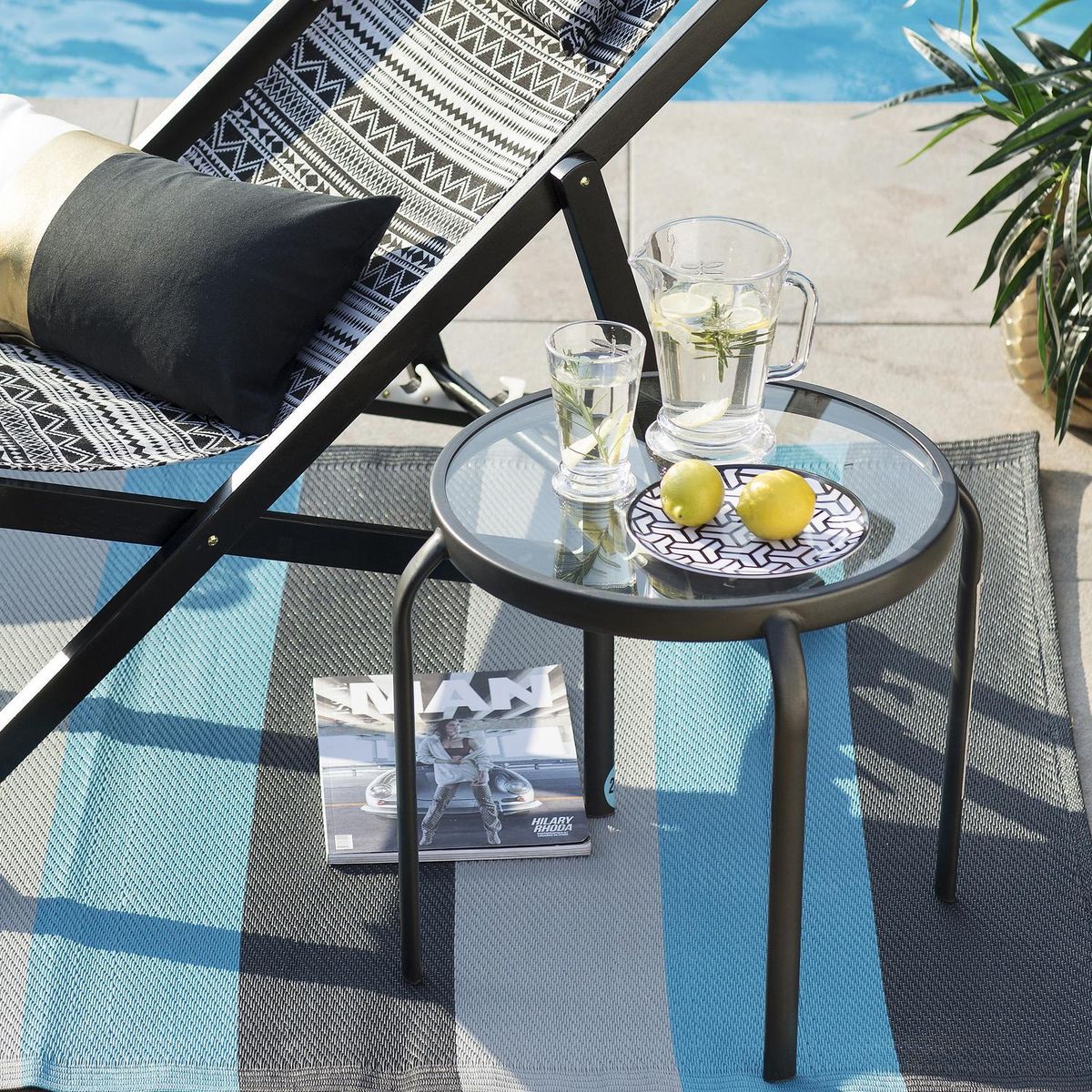 JUST HOME COLLECTION - Mesa de Apoyo Redonda Aluminio 45x44x45 cm Gris