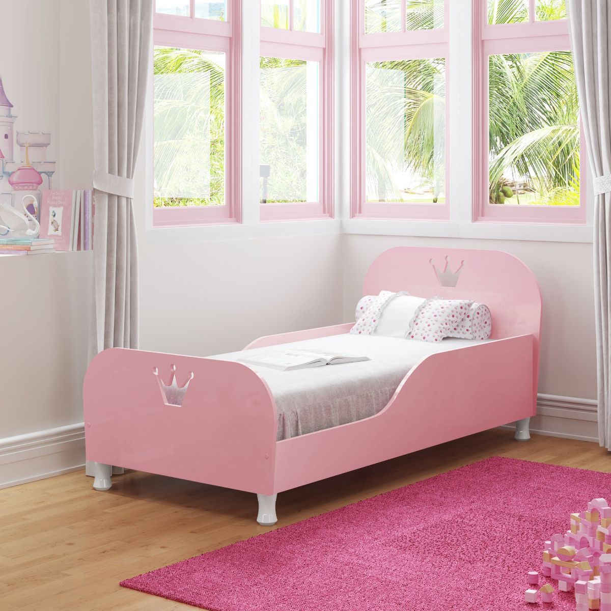 KIDSCOOL - Cama de Transición Infantil Infantil Princesa Rosado
