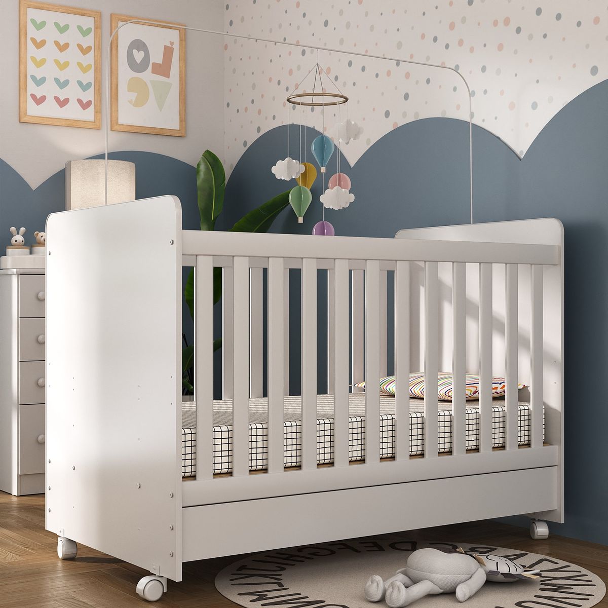 KIDSCOOL - Cuna 70X73x135 cm blanco