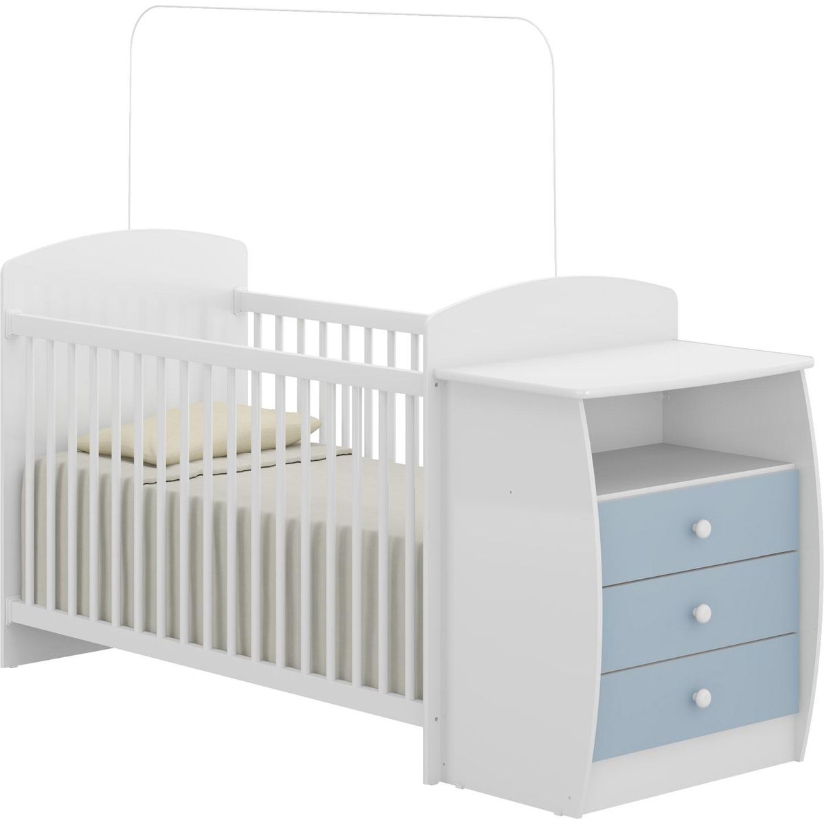 KIDSCOOL - Cuna con cómoda 91,5x73x132 cm azul