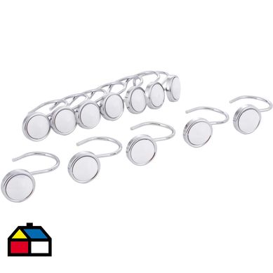 Set de ganchos para cortina de bao 12 unidades blanco