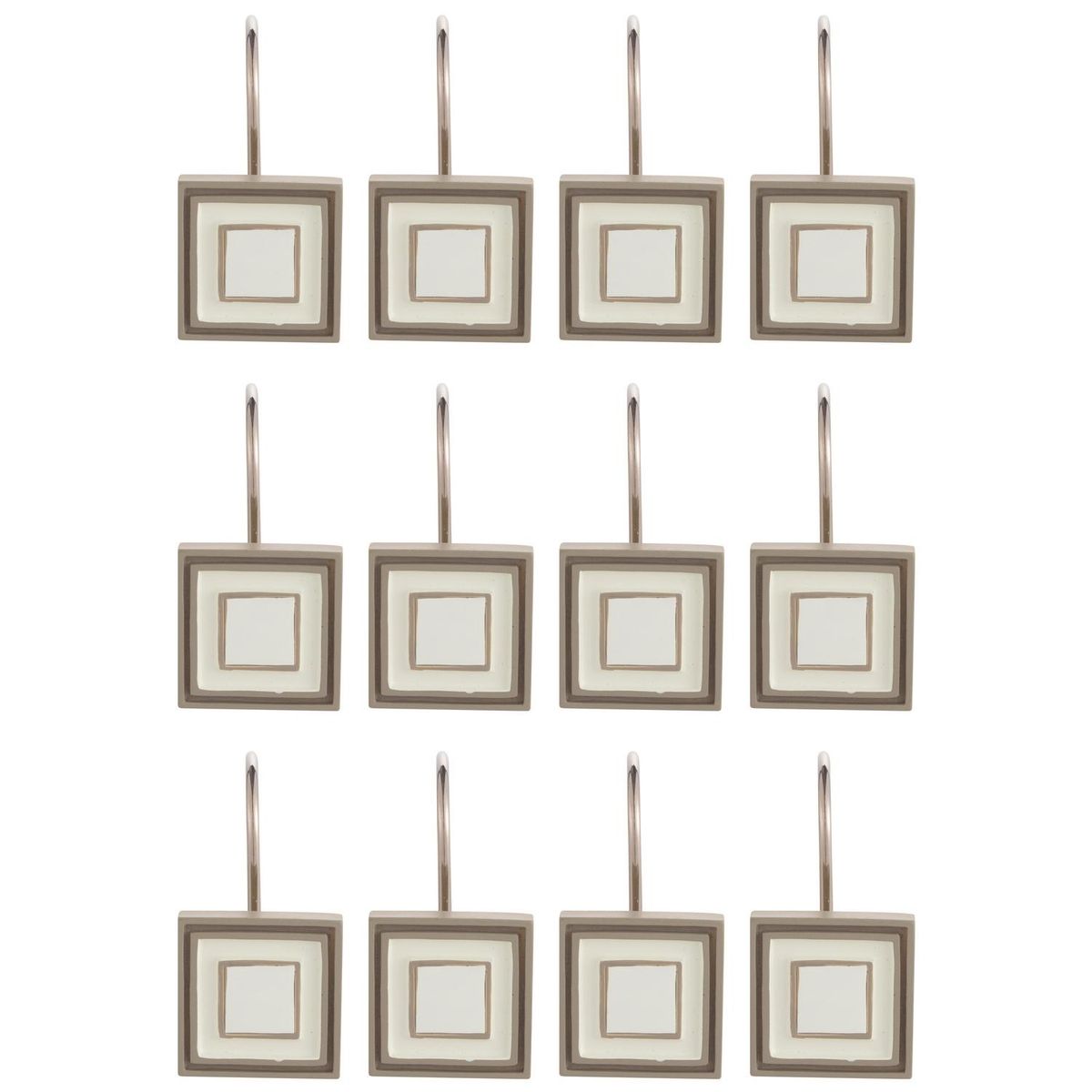 JUST HOME COLLECTION - Set de ganchos para cortina de baño 12 unidades beige