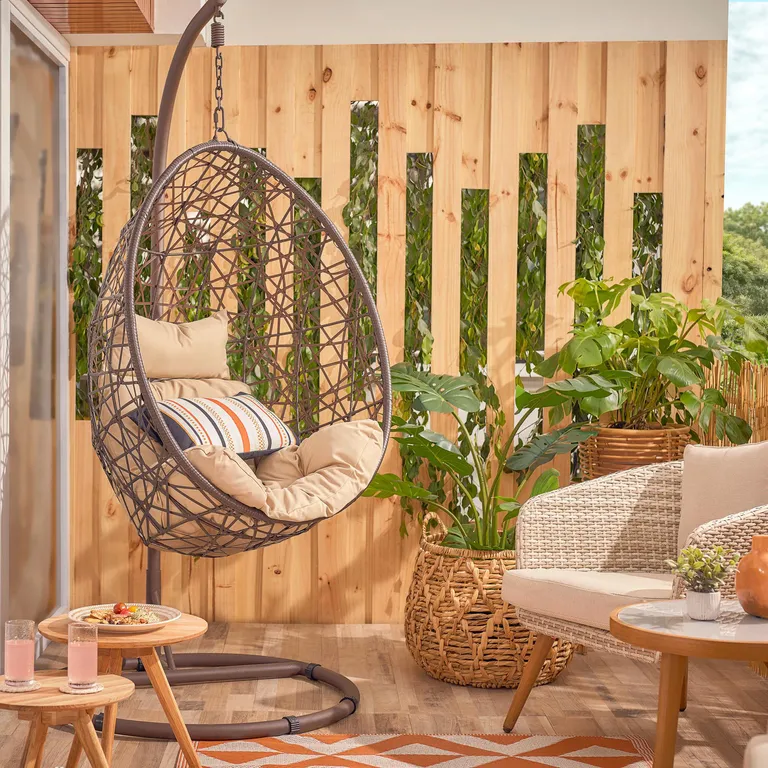 Silla Colgante de Terraza Ratán PE Café