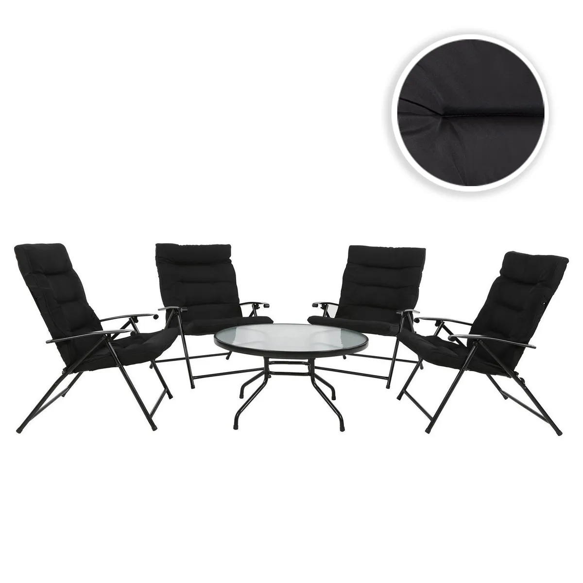 JUST HOME COLLECTION - Juego de Terraza Comedor Sao Paulo 4 Personas Negro