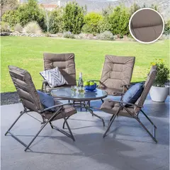 JUST HOME COLLECTION - Juego de Terraza Comedor Sao Paulo 4 Personas Taupe