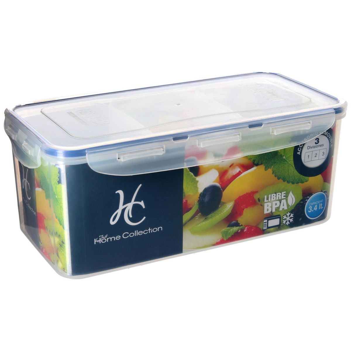 JUST HOME COLLECTION - Contenedor de Alimentos con Divisiones Plástico 3400 ml