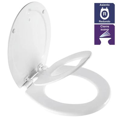 Asiento WC redondo madera blanco con adaptador infantil integrado
