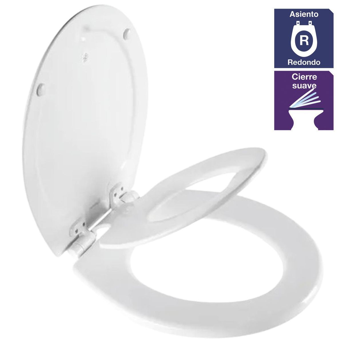 BEMIS - Asiento WC redondo madera blanco con adaptador infantil integrado