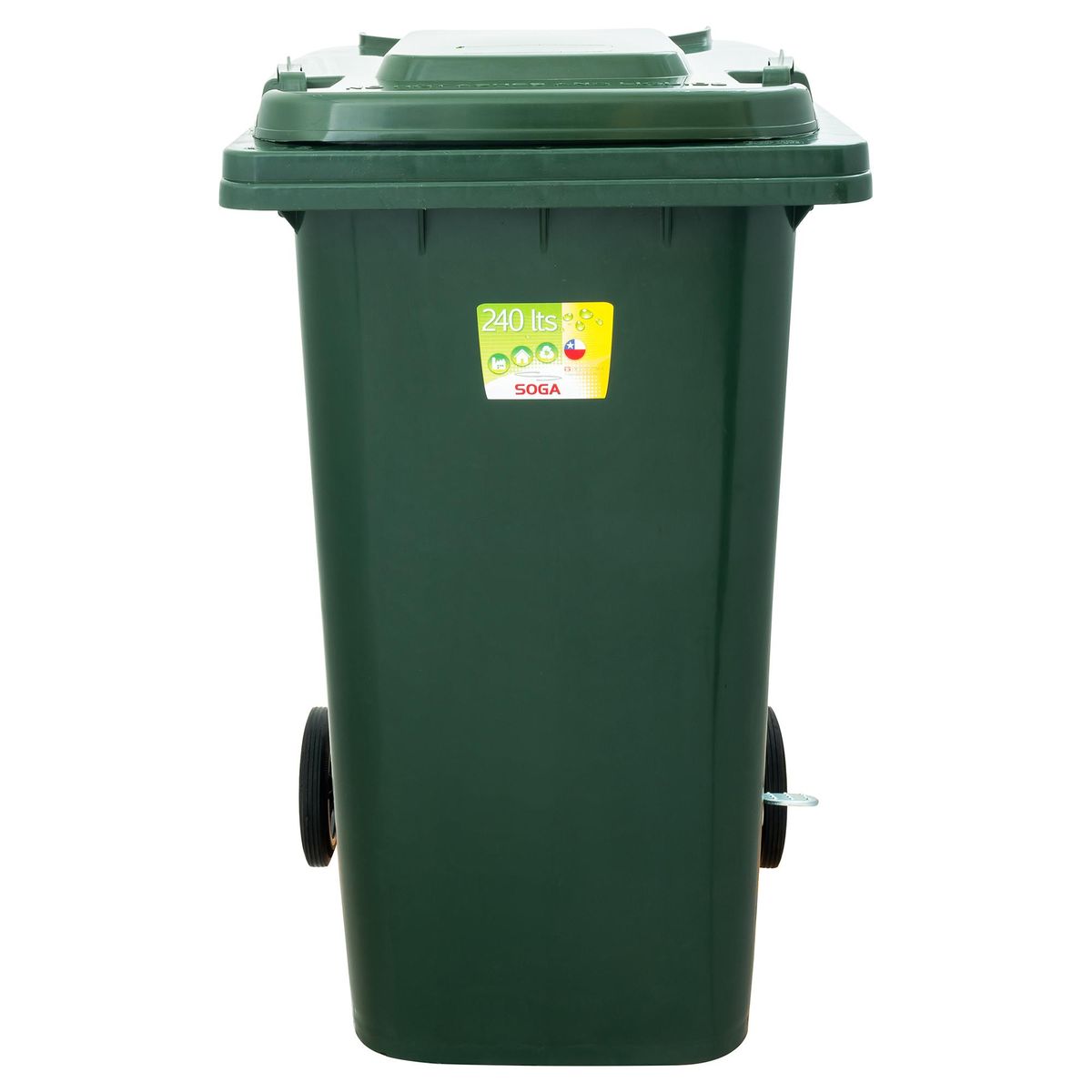 SOGA - Contenedor de Basura con tapa 2 ruedas y pedal 240 Lts Gris