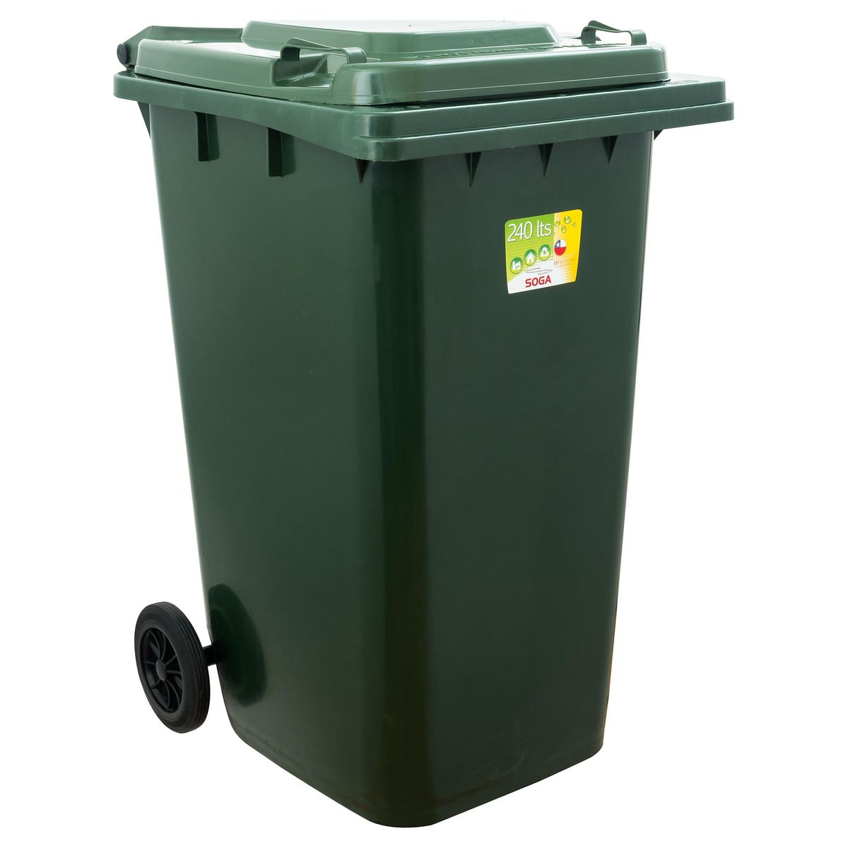 SOGA - Contenedor de Basura con tapa 2 ruedas y pedal 240 Lts Gris