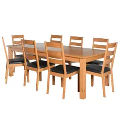 undefined - Juego de comedor 8 sillas 220x110 Negro