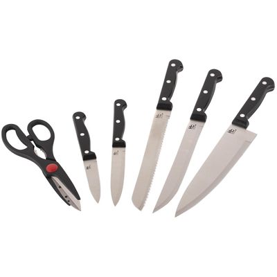 Imagen 2 del producto Set de Cuchillos Inoxidable con Tijera 6 Piezas