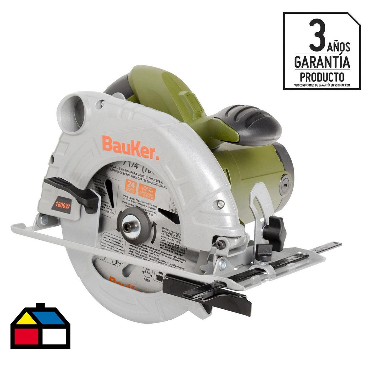 BAUKER - Sierra circular eléctrica 7 1/4" 1800W