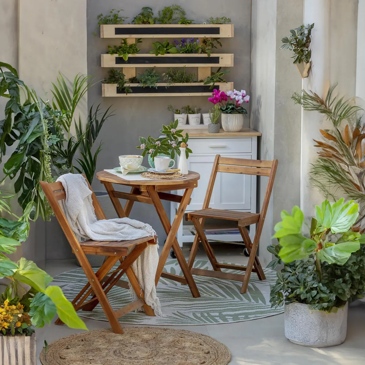 JUST HOME COLLECTION - Juego de Terraza Balcón Catania 2 Personas Madera