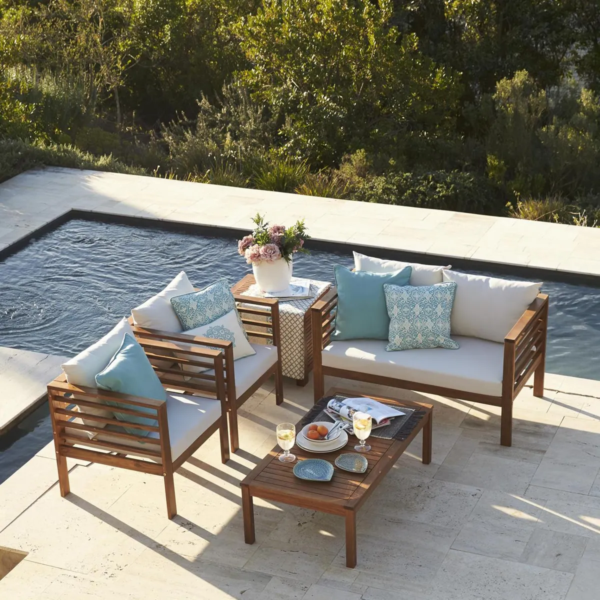 JUST HOME COLLECTION - Juego de Terraza Living Saint Pete 4 Personas Natural