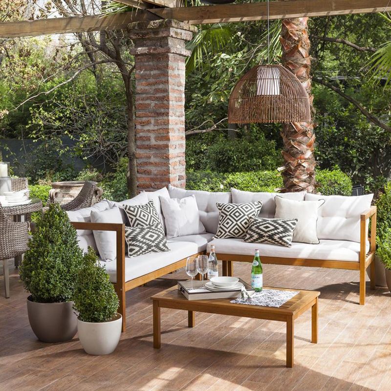 JUST HOME COLLECTION - Juego de Living de Terraza Seccional Greenvill 4 Personas