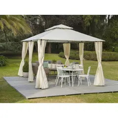 JUST HOME COLLECTION - Toldo Pérgola con Cortinas Beige Poliéster 300x400x270 cm