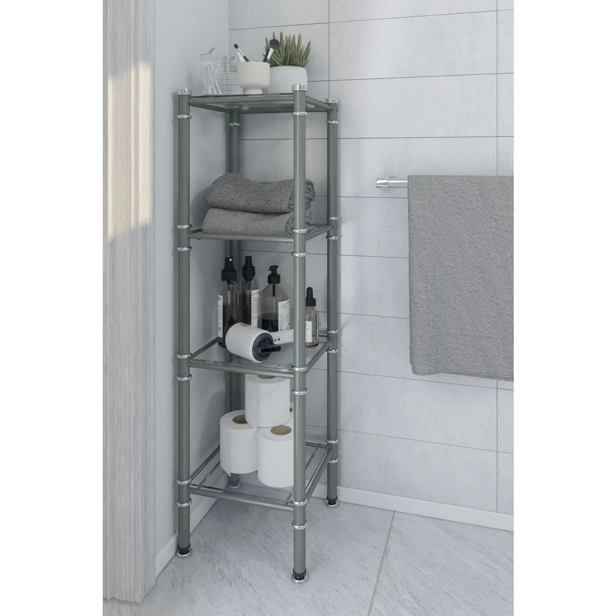Estante para Baño Metal 4 Nivel(es) 30x102x30 cm Cromado, marca JUST HOME COLLECTION - Foto Principal