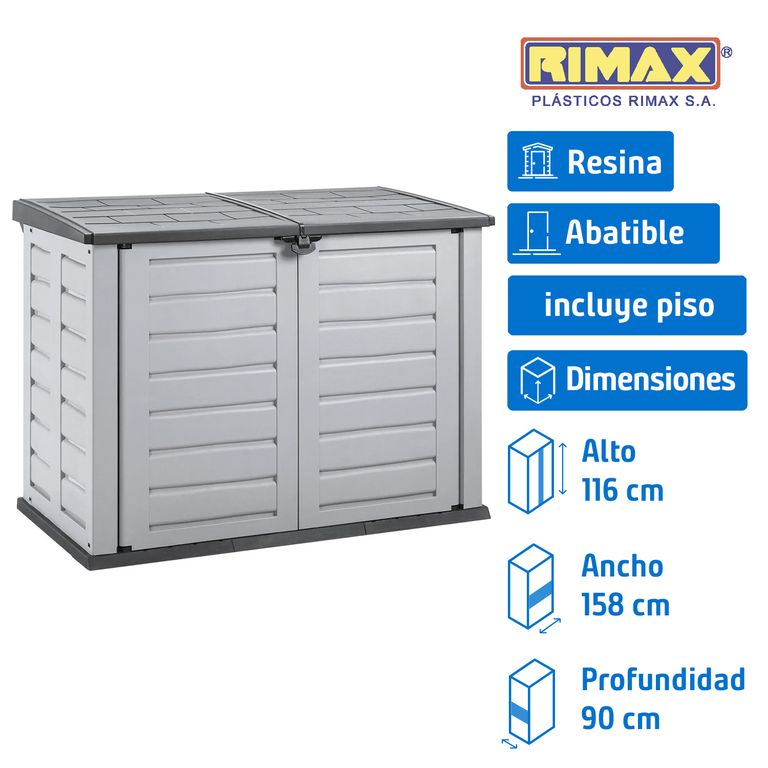 Bodega de Jardín Organizador 116x158x90 cm de Resina Gris