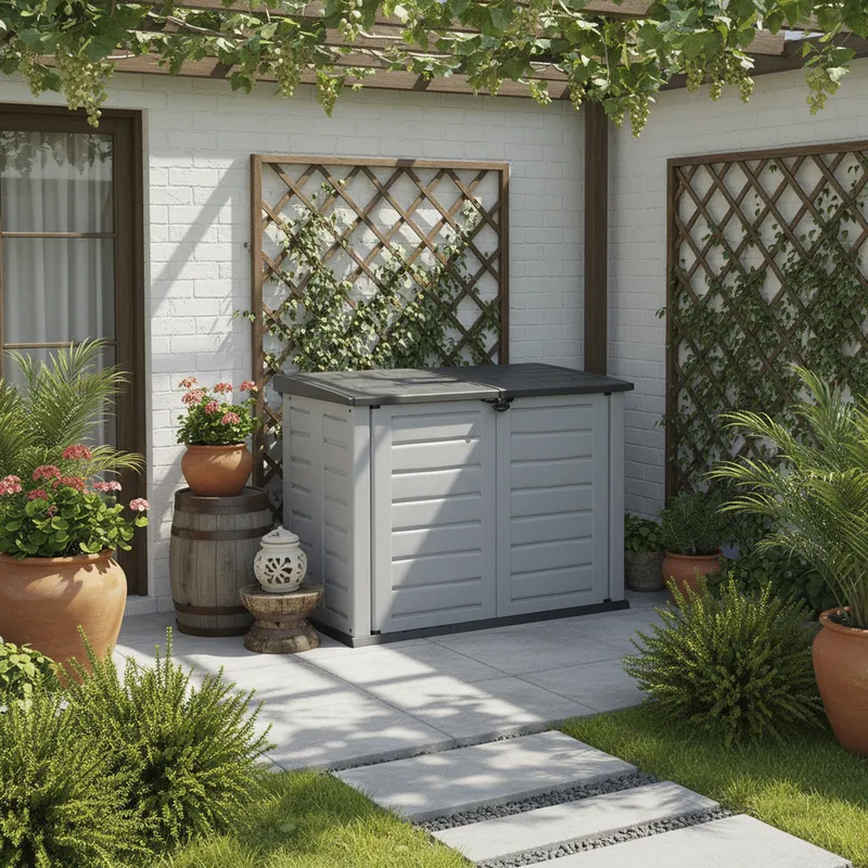 RIMAX - Bodega de Jardín Organizador 116x158x90 cm de Resina Gris