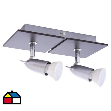 Foco 2 luces 50 W. Niquel