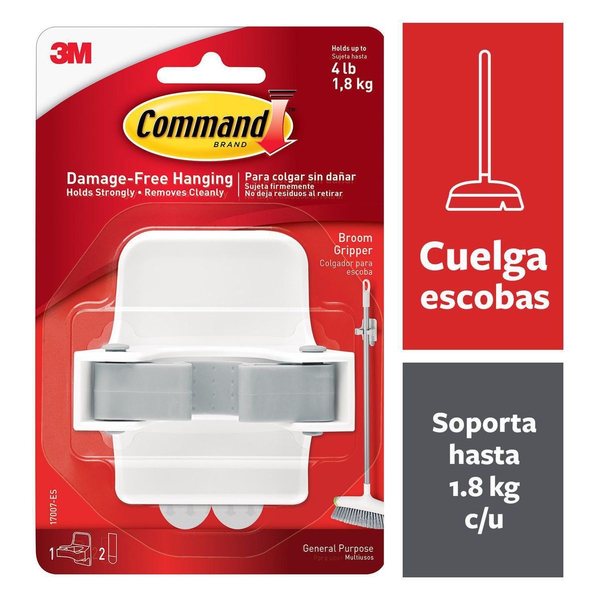 COMMAND - Colgador para Escoba y/o Pala 1 Unidad