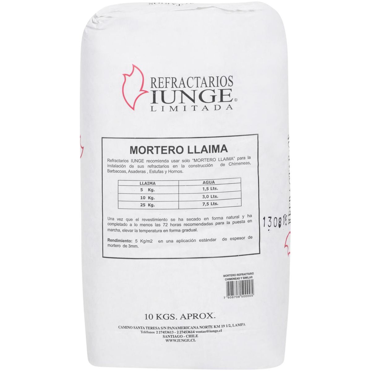 IUNGE - Mortero ladrillo refractarios 10 kg Saco