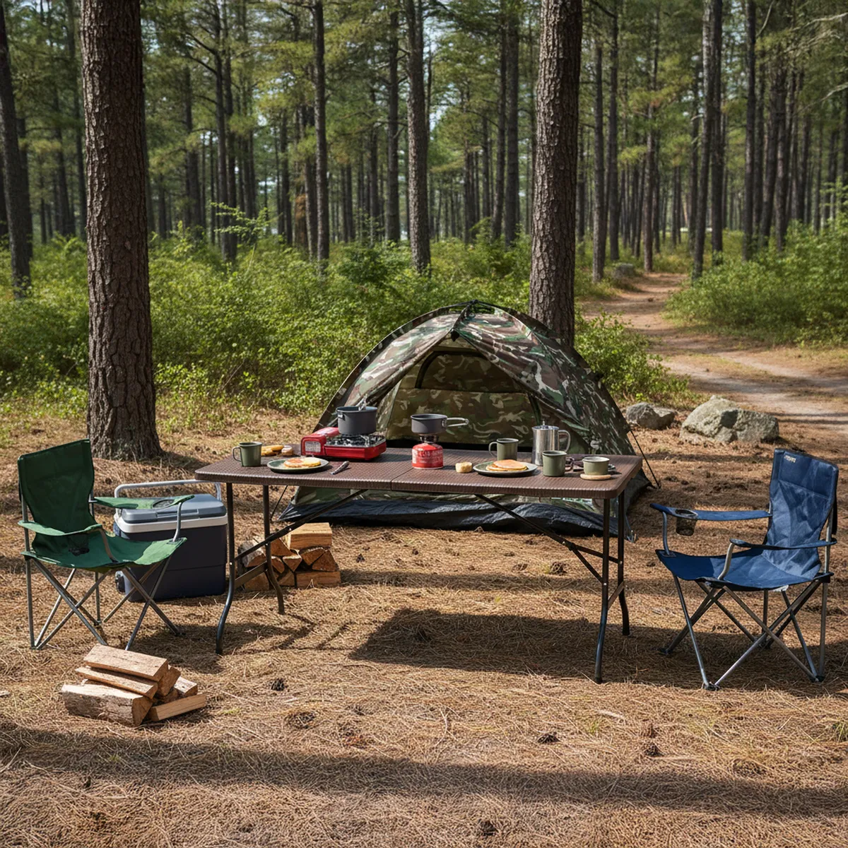 JUST HOME COLLECTION - Mesa Plegable Tipo Maleta Rectangular 180 cm Café Textura