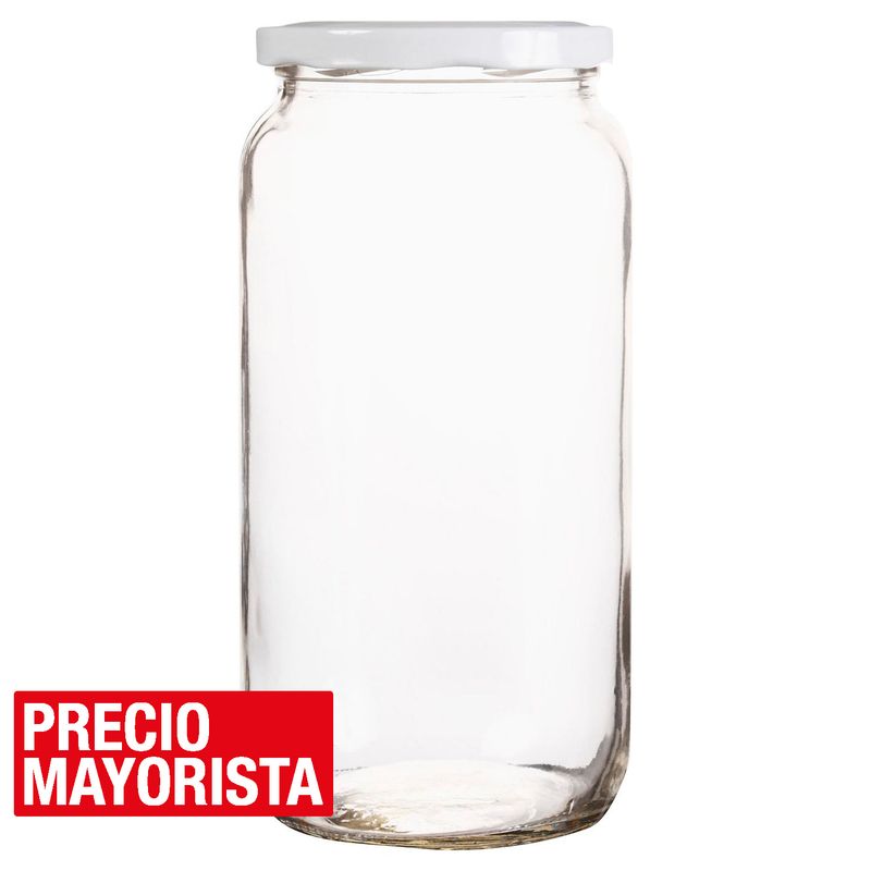 CASA BONITA - Frasco con tapa blanca 1 litro vidrio transparente