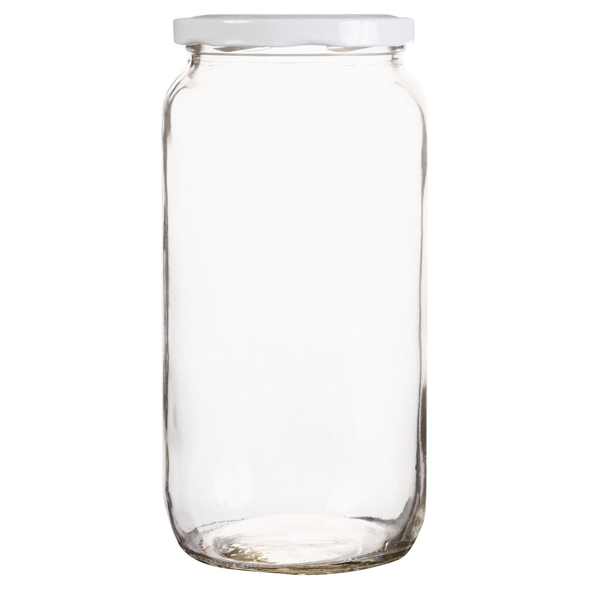 CASA BONITA - Frasco Redondo con Tapa Blanca Vidrio 1 l