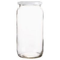 Frasco Redondo con Tapa Blanca Vidrio 1 l