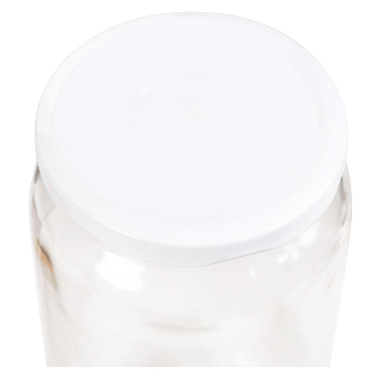 CASA BONITA - Frasco Redondo con Tapa Blanca Vidrio 1 l