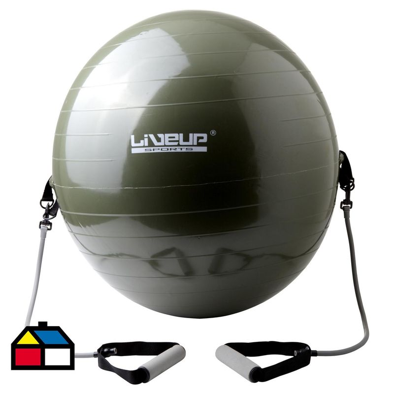 LIVEUP - Pelota de yoga gris con extensores