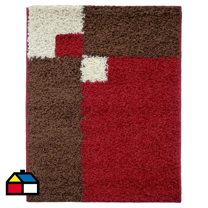 IDETEX - Alfombra Shaggy Cuadros 133x180 cm Polipropileno Rojo