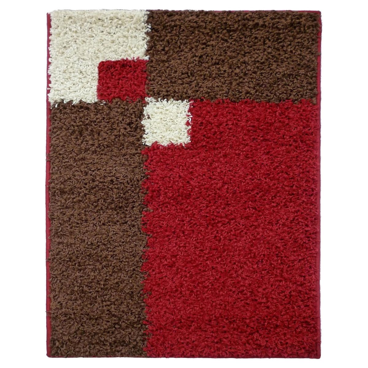 IDETEX - Alfombra Shaggy Cuadros 133x180 cm Polipropileno Rojo