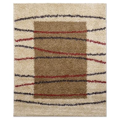 Alfombra Shaggy Cuadros 133x180 cm Beige