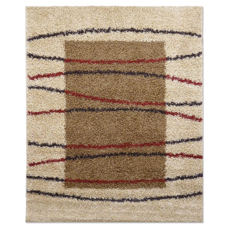 IDETEX - Alfombra Shaggy Cuadros 133x180 cm Polipropileno Beige