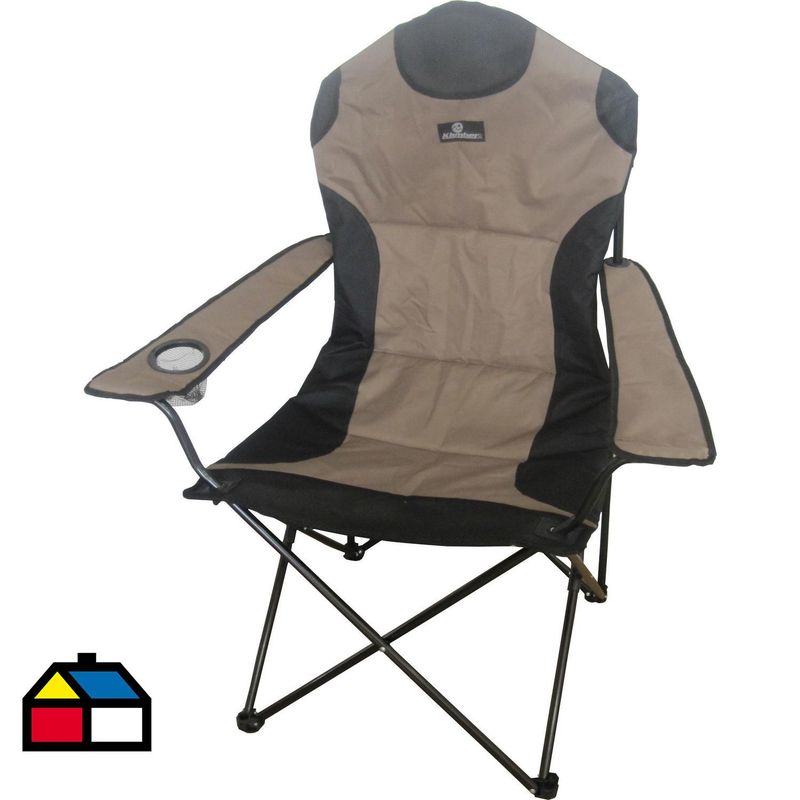 KLIMBER - Silla Camping con Portavasos 64x109x55 cm Beige/ Negro
