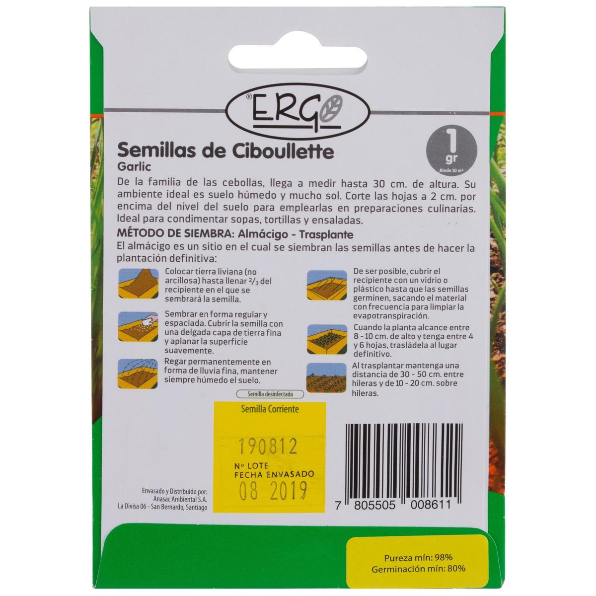 ERGO - Semilla Ciboulette Ergo 1 gr Sachet