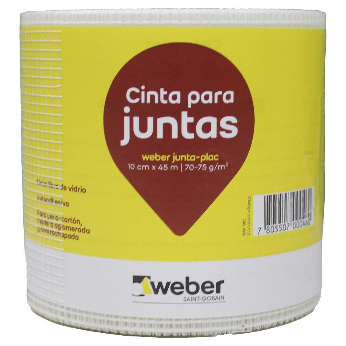 WEBER - 10cm x 45m Cinta de fibra de vidrio autoadhesiva para juntas