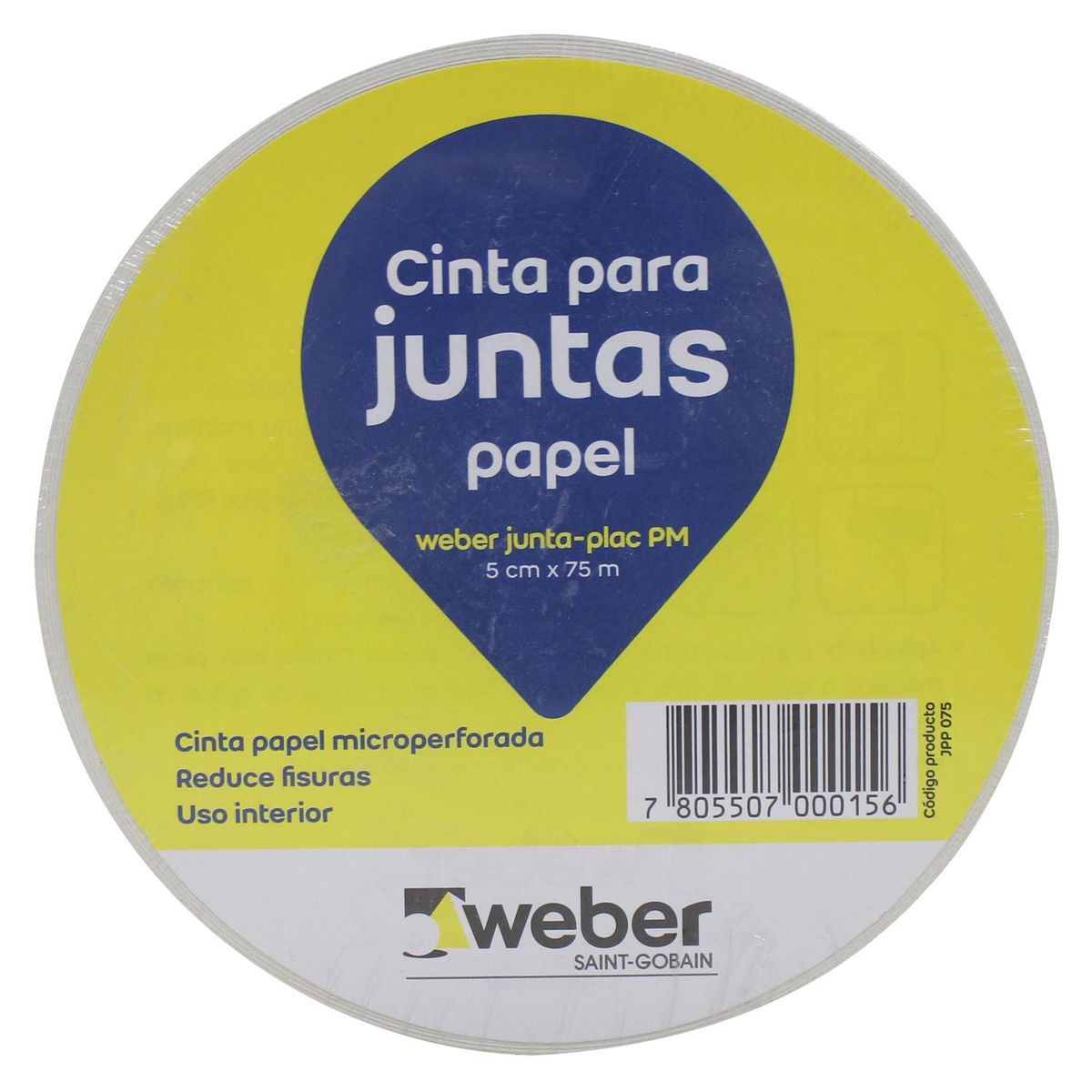 WEBER - 5cm x 75m Cinta de papel microperforada para juntas