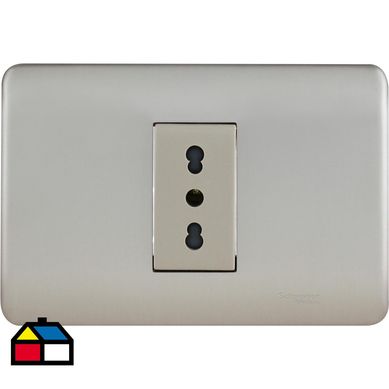 Tomacorriente simple 10 A Gris