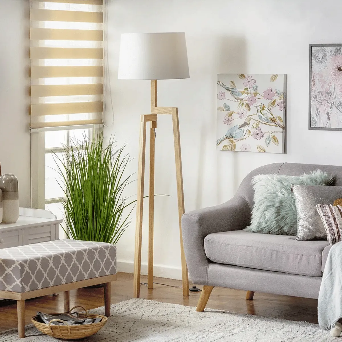 JUST HOME COLLECTION - Lámpara de Pie Maite Blanco 47x162 cm