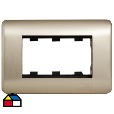 Placa 3 mdulos champagne