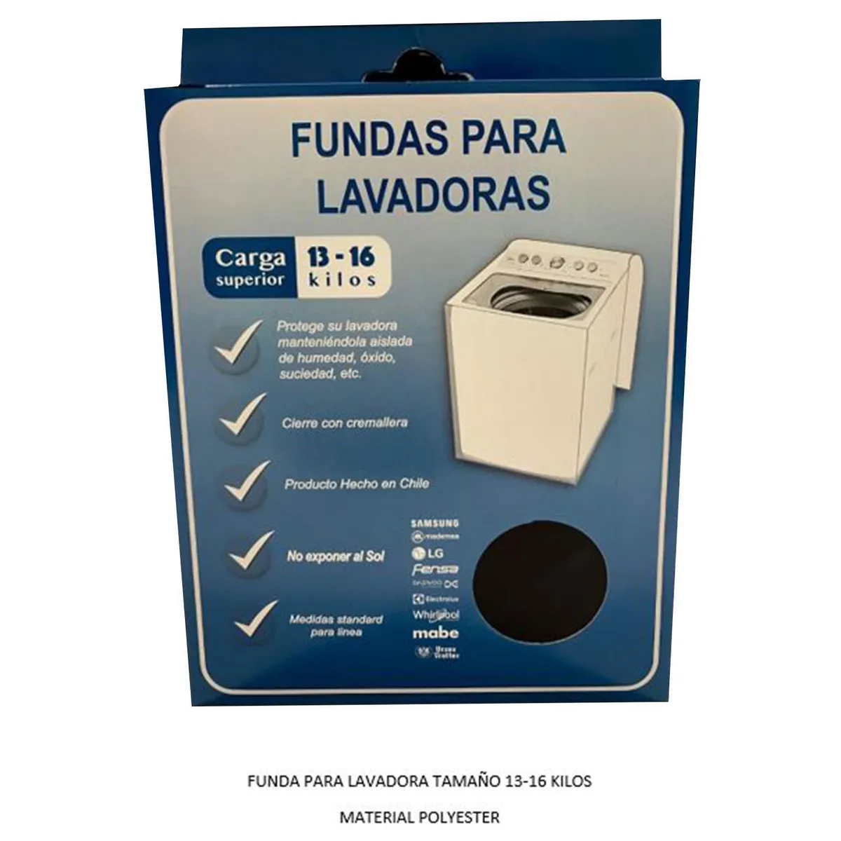 HAPPY WASH - Funda para Lavadora Superior de 13-16 kg Rectangular 65x68x99 cm Tela Negro