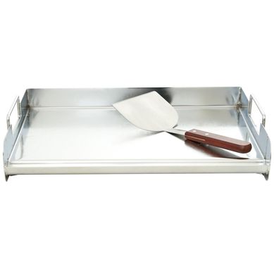 Plancha de acero inoxidable 35x28 cm con espatula