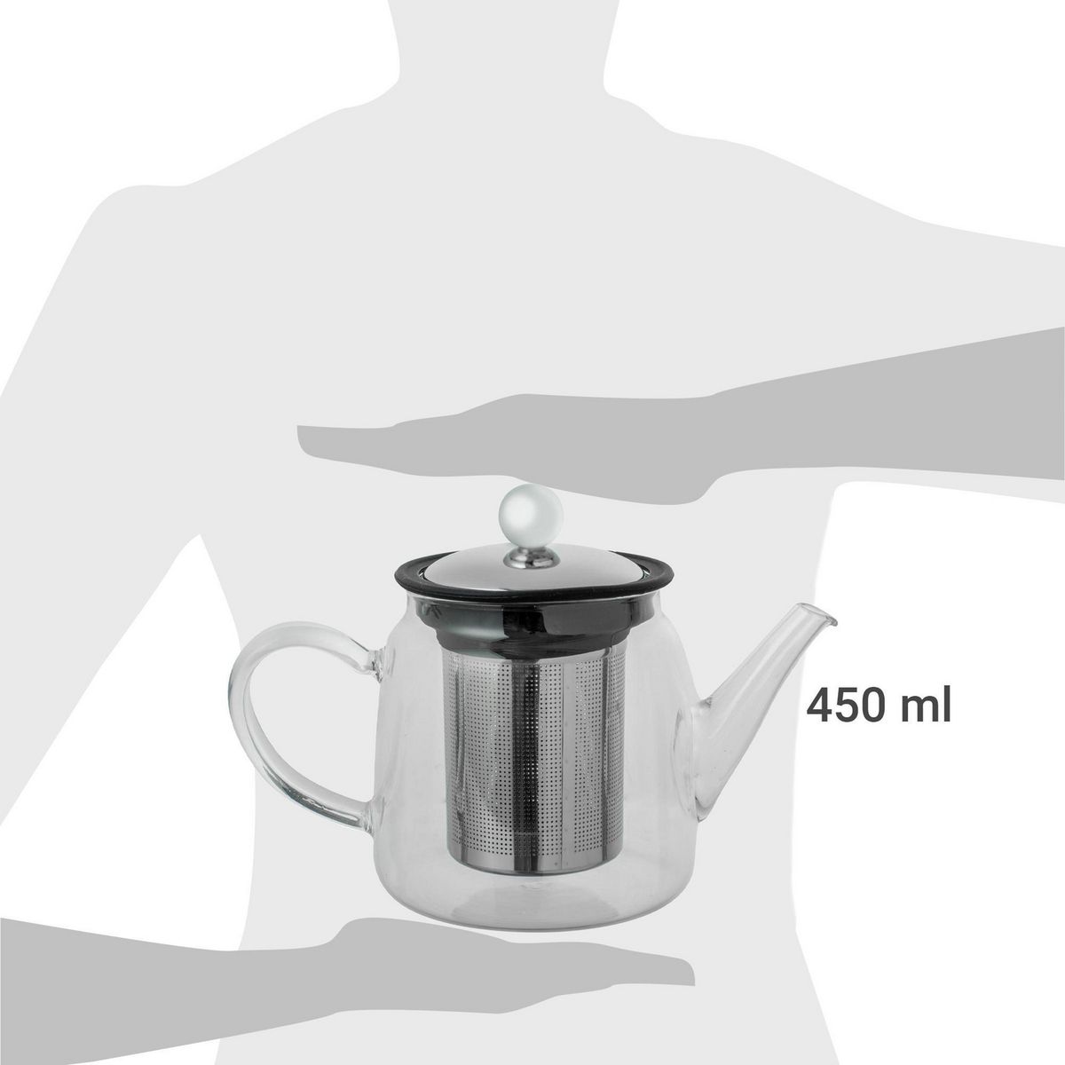 JUST HOME COLLECTION - Tetera con Infusor Vidrio 450 ml 