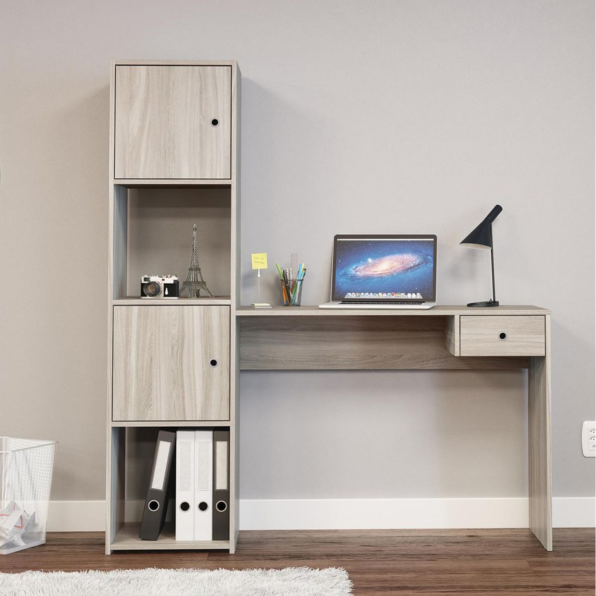 VEKKAHOME - Escritorio Cali 140x155x35 cm Blanco