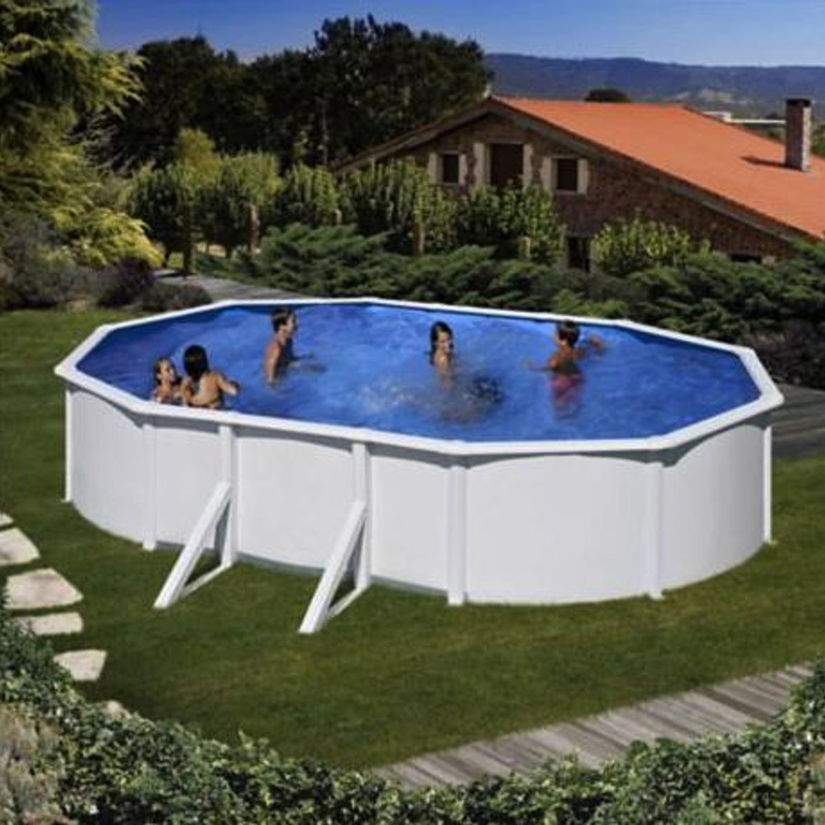 GRE - Piscina estructural acero 500x300x120 cm blanca